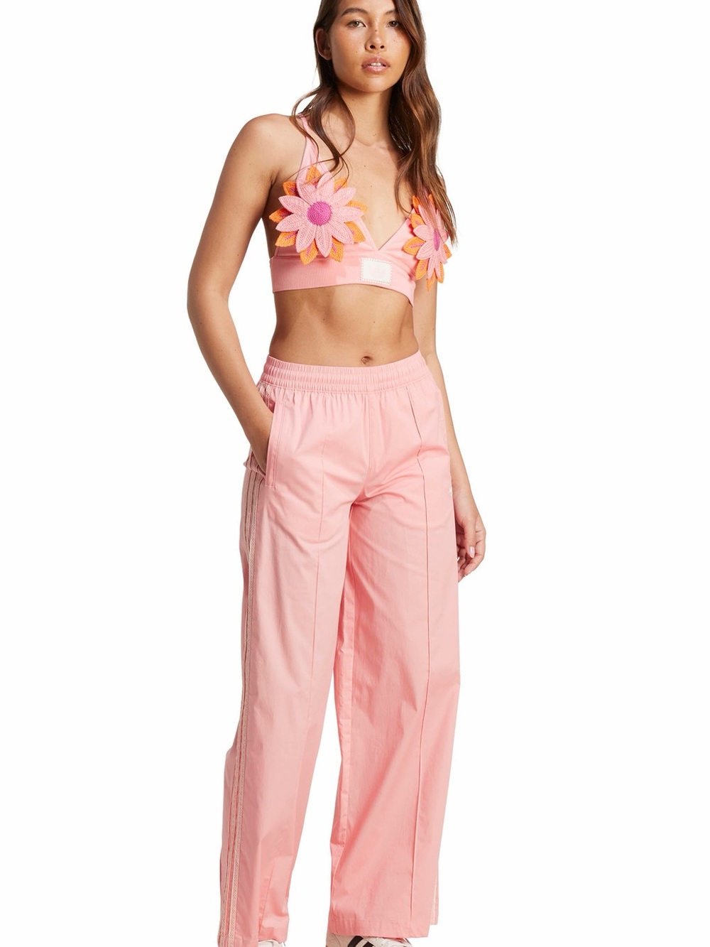 Adidas Summer Glow Wide-Leg Pants (S) and Flower Bralette (M)